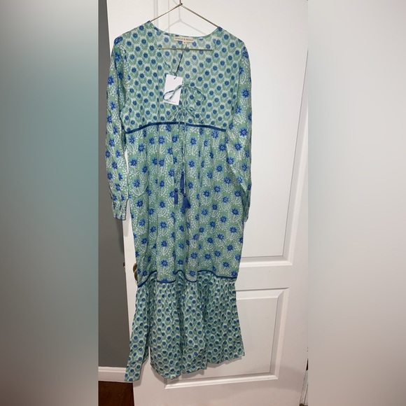 Ophelia & Indigo Evie Azalea Green & Blue Floral Dress 💚 - Picture 10 of 13